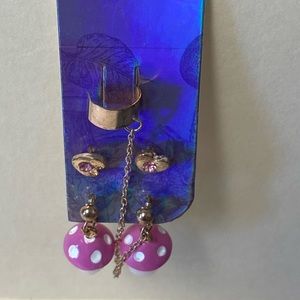 🍄Pastel Mushroom Cuff Earring Set🍄